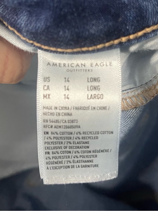 American Eagle Outfitters Dark Blue Distressed Skinny Jeans - Picture 7 of 7